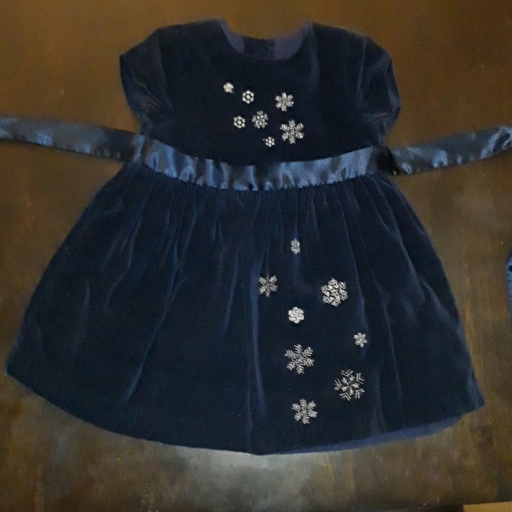 Holiday dress with snowflake embroidery